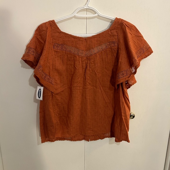 Old Navy Size XS Oversized Clip-Dot Crochet-Lace Button-Front Blouse - Picture 6 of 9